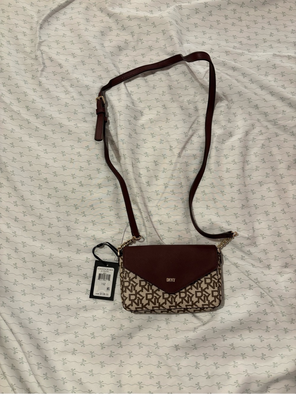 DKNY Brown Logo Crossbody with Gold-Tone Hardware